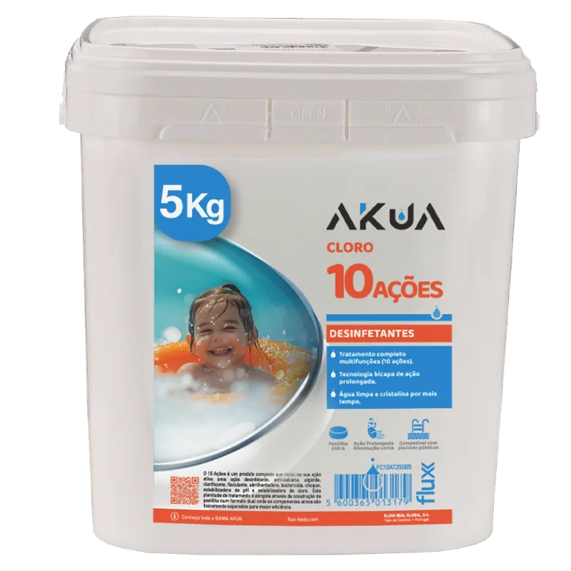 Cloro 10 Açoes Tableta 250gr Bicapa AKUA 5Kg Flux