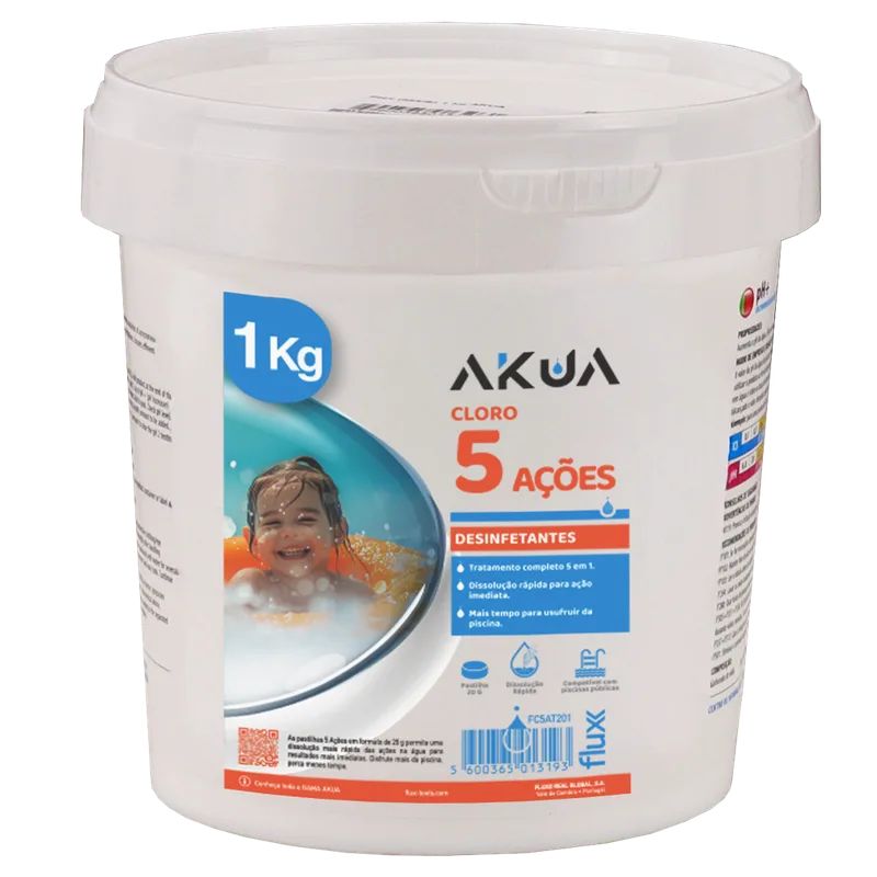 Cloro 5 Açoes Tableta 20gr 1Kg AKUA Flux